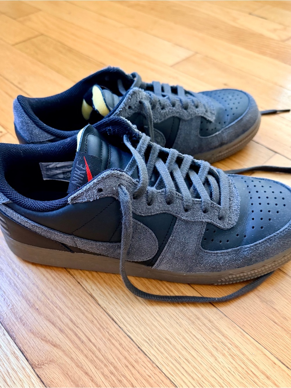 Nike Men’s Gray and Black Suede Low-Top Sneakers